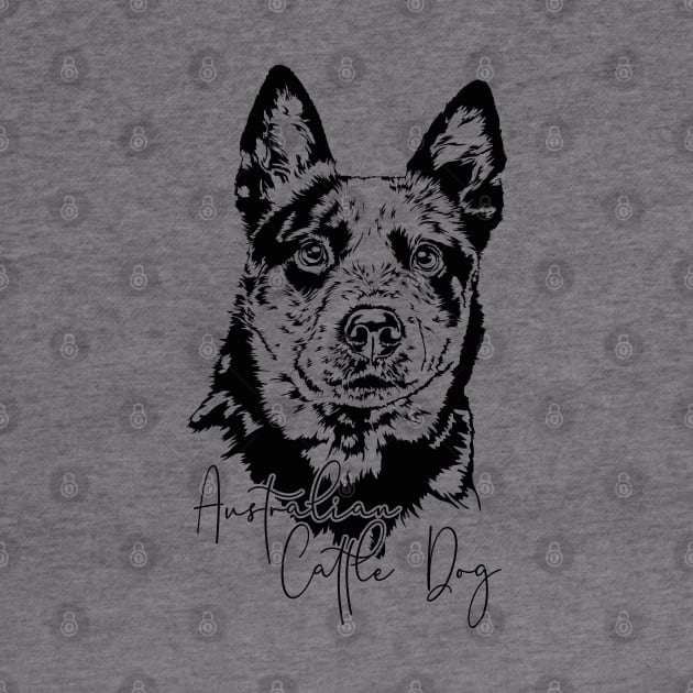 Australian Cattle Dog lover dog portrait by wilsigns